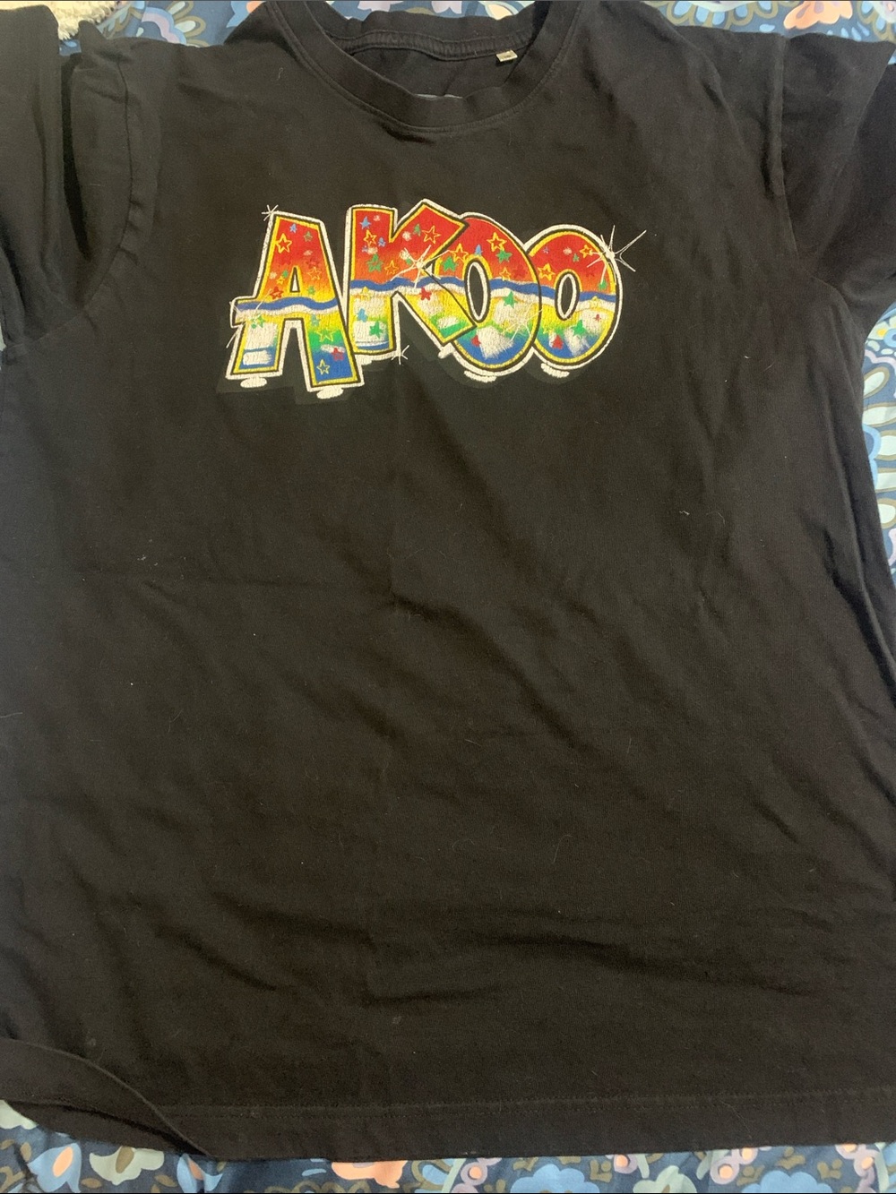 AKOO mens Black Graphic Tee - Rainbow Logo